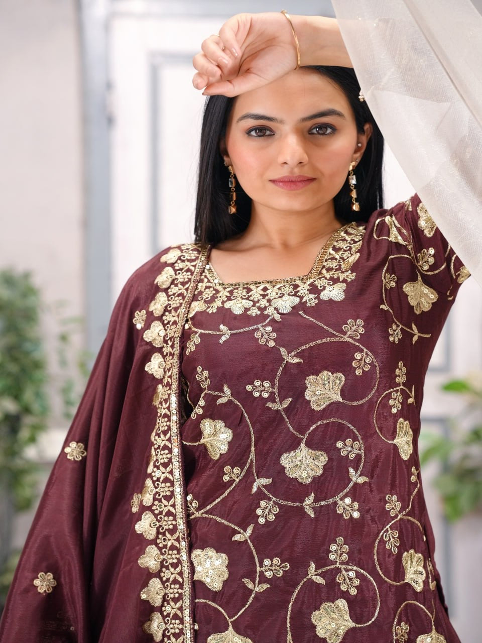 New Designer Embroidered Chinon Sharara Suit With Sequence Embroidered Work
| luxury emporium |