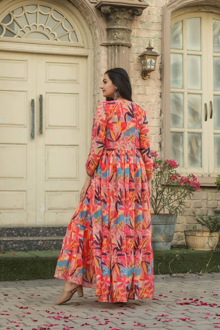 Rainbow gorgeous georgette plazzo blouse