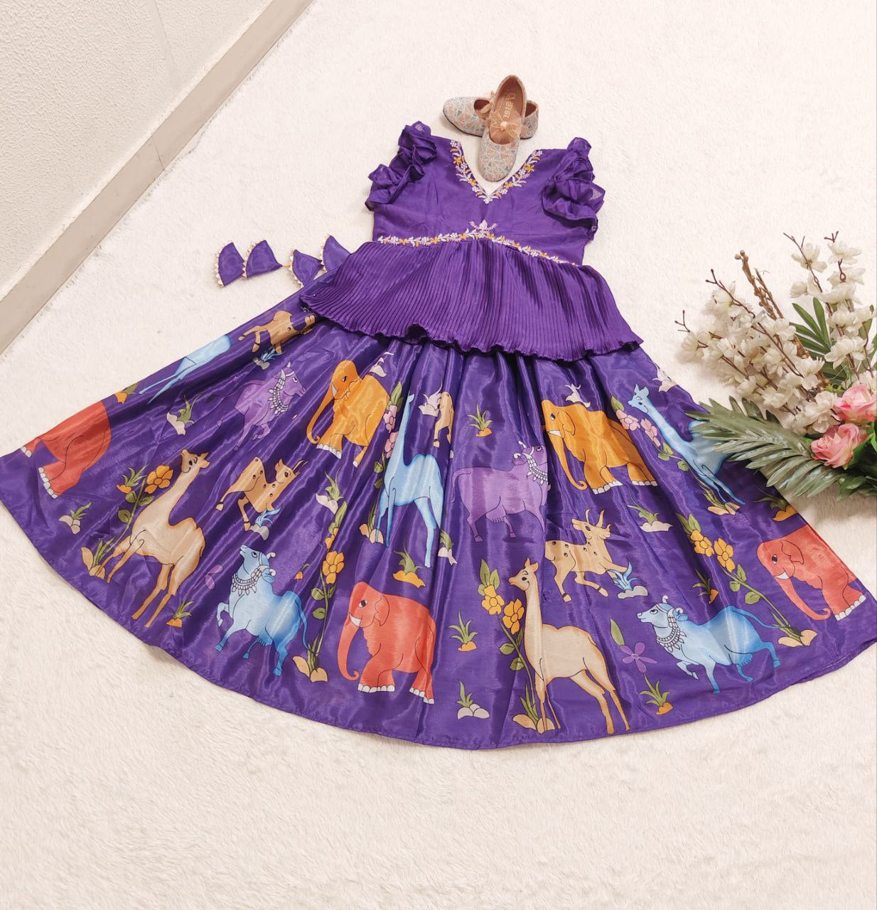 Kalam Kari Printed & Embroidered -Work Stitched Lahenga -Blouse Season