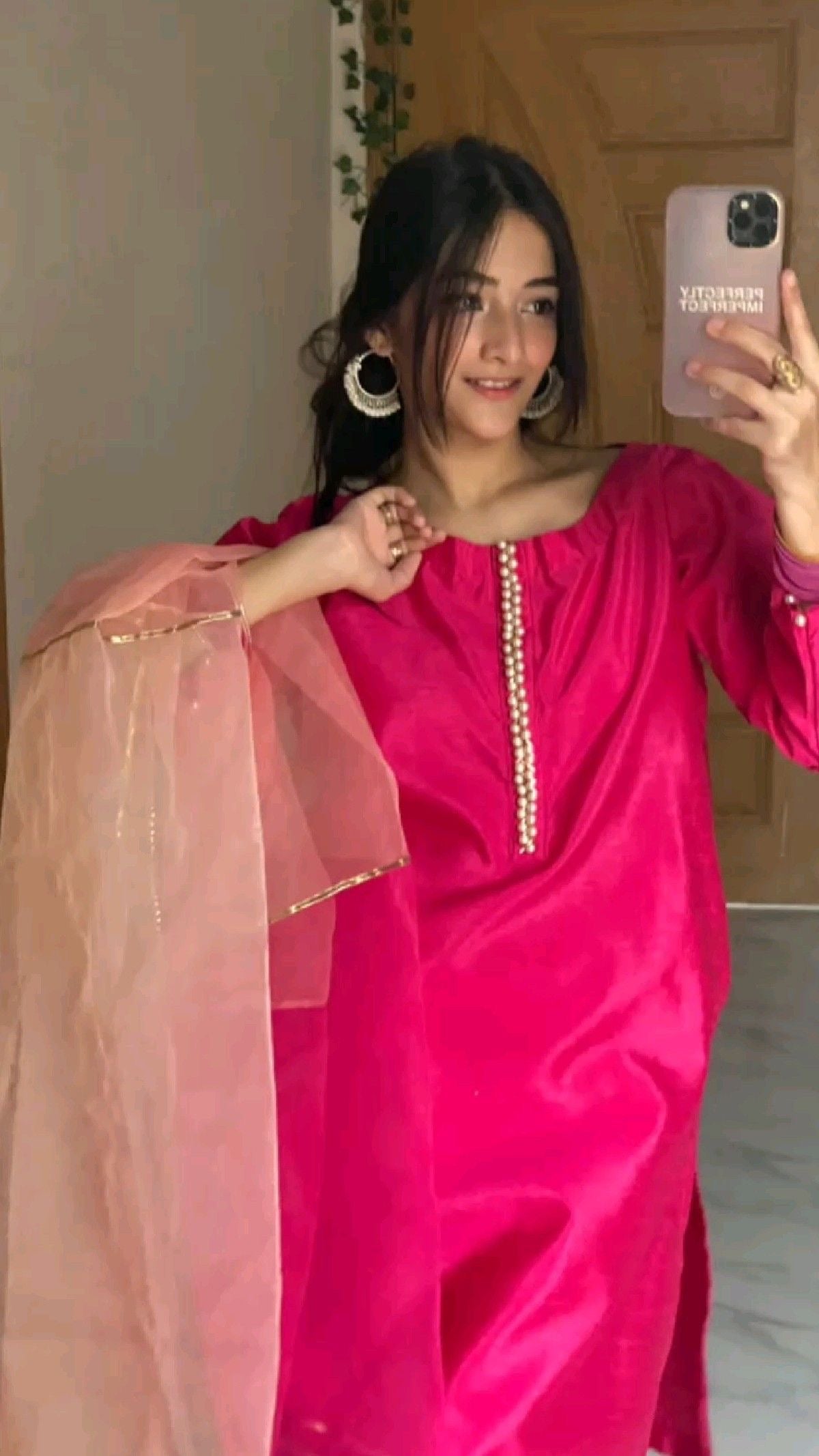Luxury Emporium |pInk Pastel Dark Shade women kurti pant set