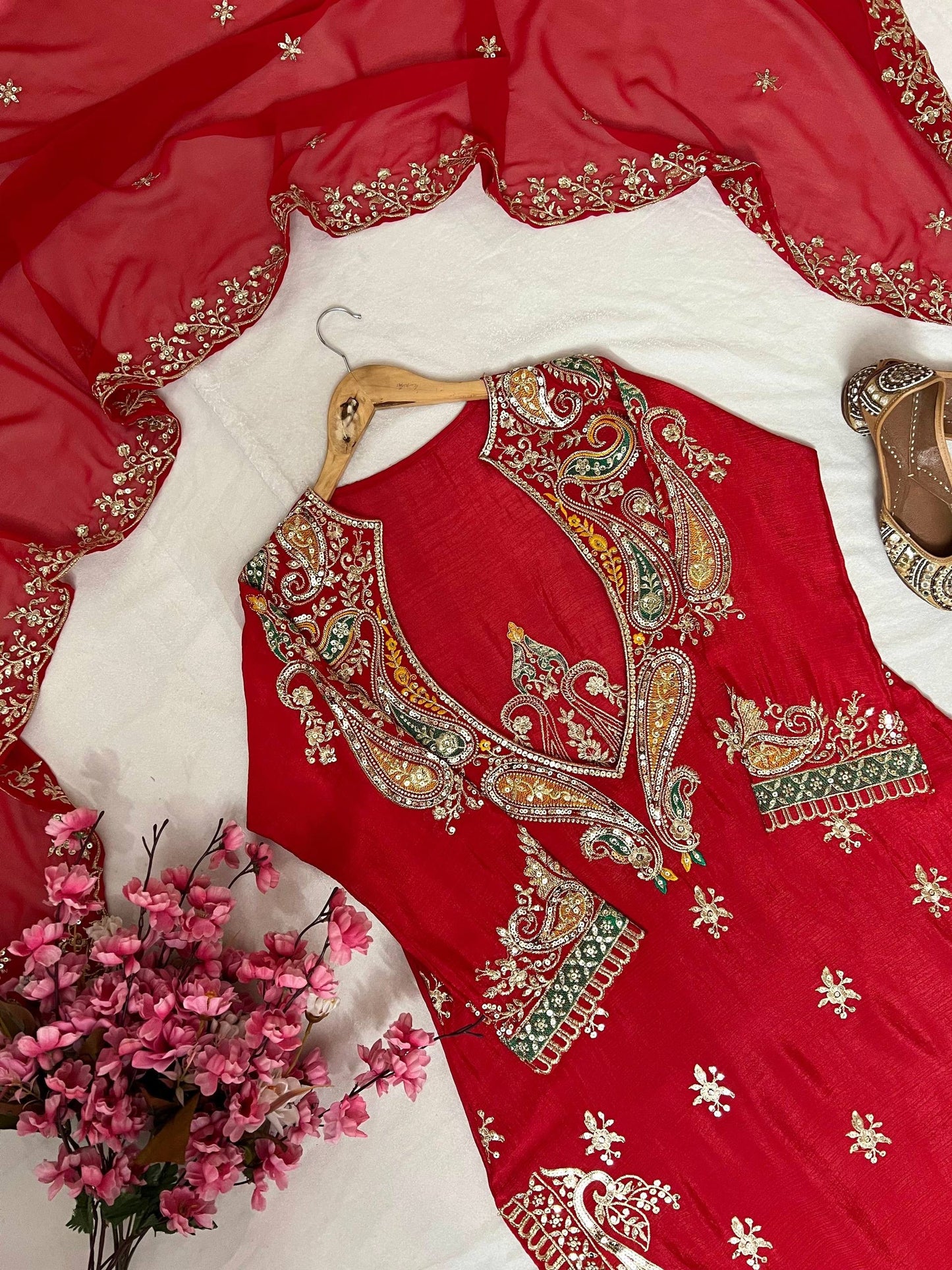 REHBAREEN| LUXURYEMPORIUM | Beautiful Thread & 5mm sequins embroidery work & Fully Stich Blouse| PARTYWEAR SUit|