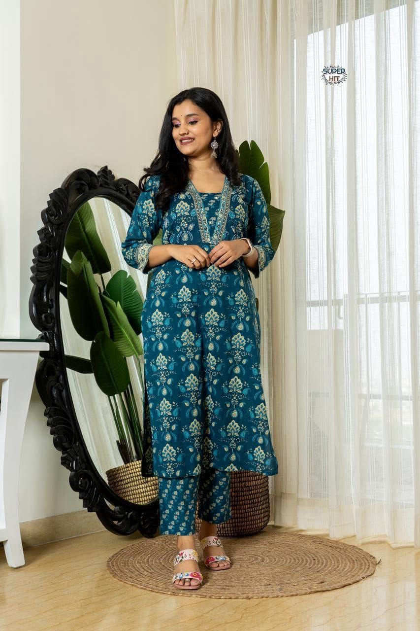 PureCotton suit Jaipuri print long length | Luxury Emporium | casual classy