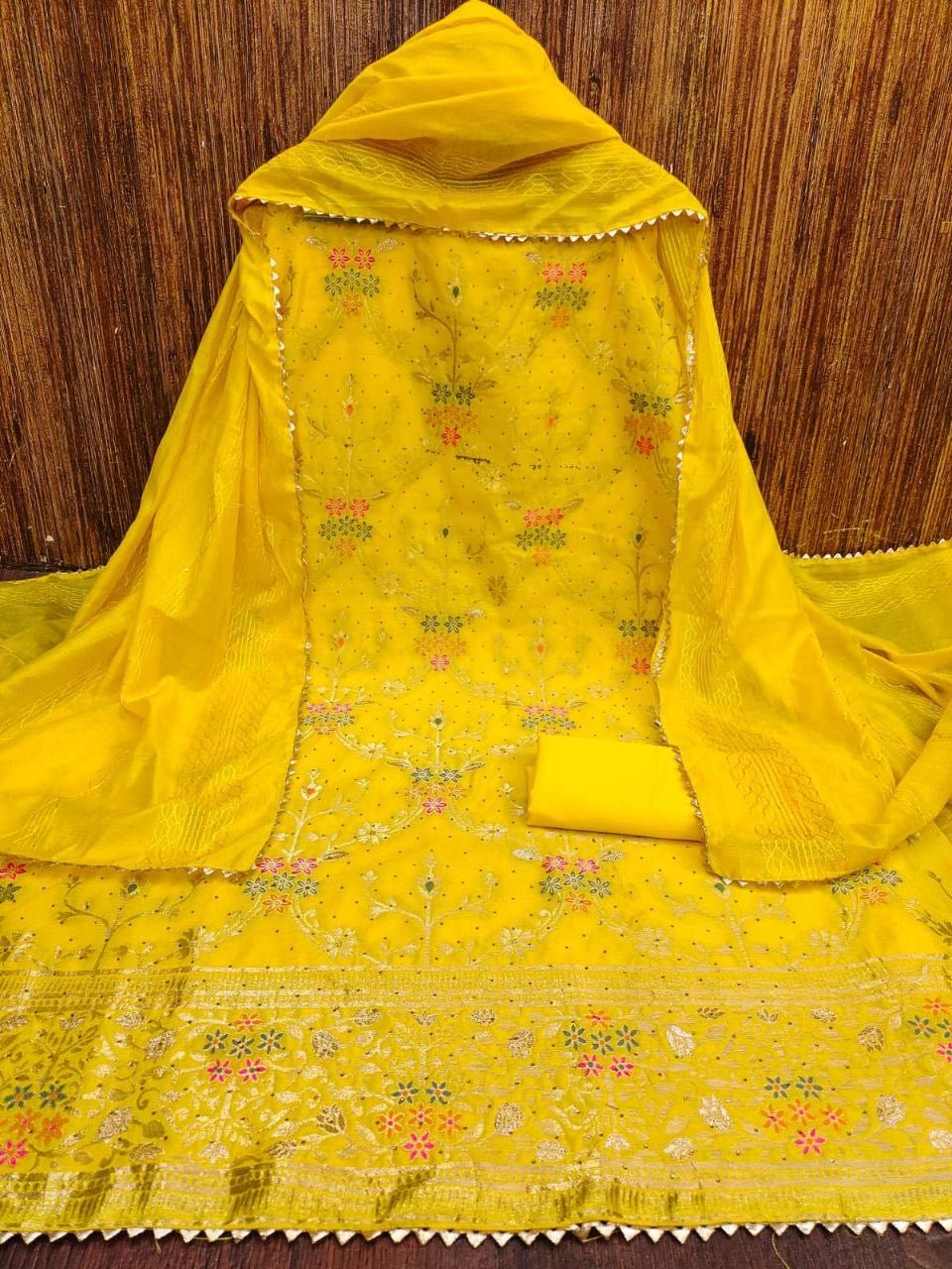 CHANDERI MEENAKARI Suit Piece| Luxury Emporium | Party Wedding Look