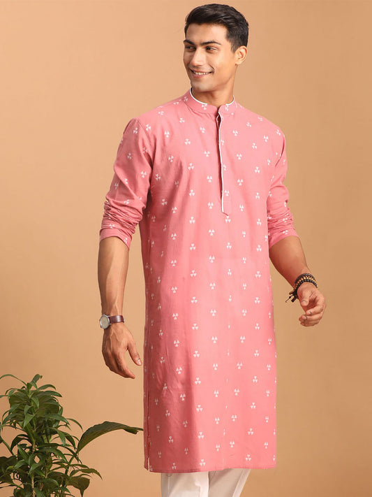 Mens Pink Cotton Kurta Luxury Empo Festive sale