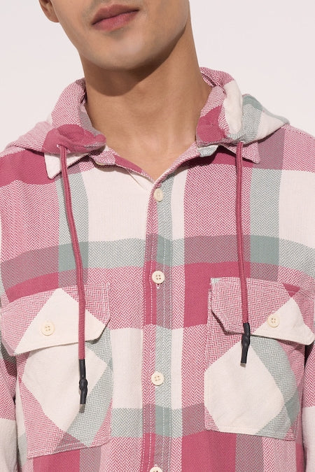 Mauve Checked Casual Full Sleeves Shirt Collar Men Slim Fit Casual Shirt|LUXURY EMPORIUM||MENFASHION