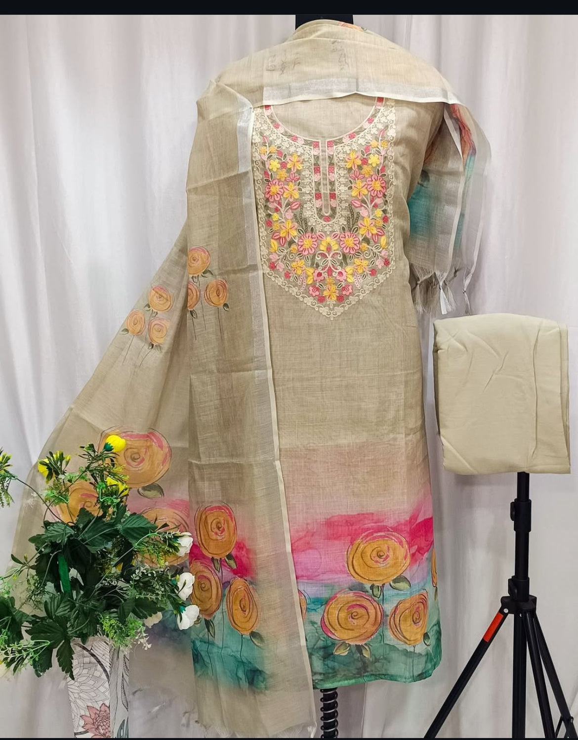 LUXURY EMPORIUM | Khadi Cotton Suit: 2.5m Shirt, 3m Bottom, 2.5m Dupatta | class and elegant look