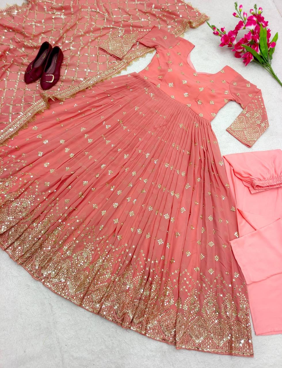 Heavy GEORGETTE GOWN LEHENGA | LUXURY EMPORIUM