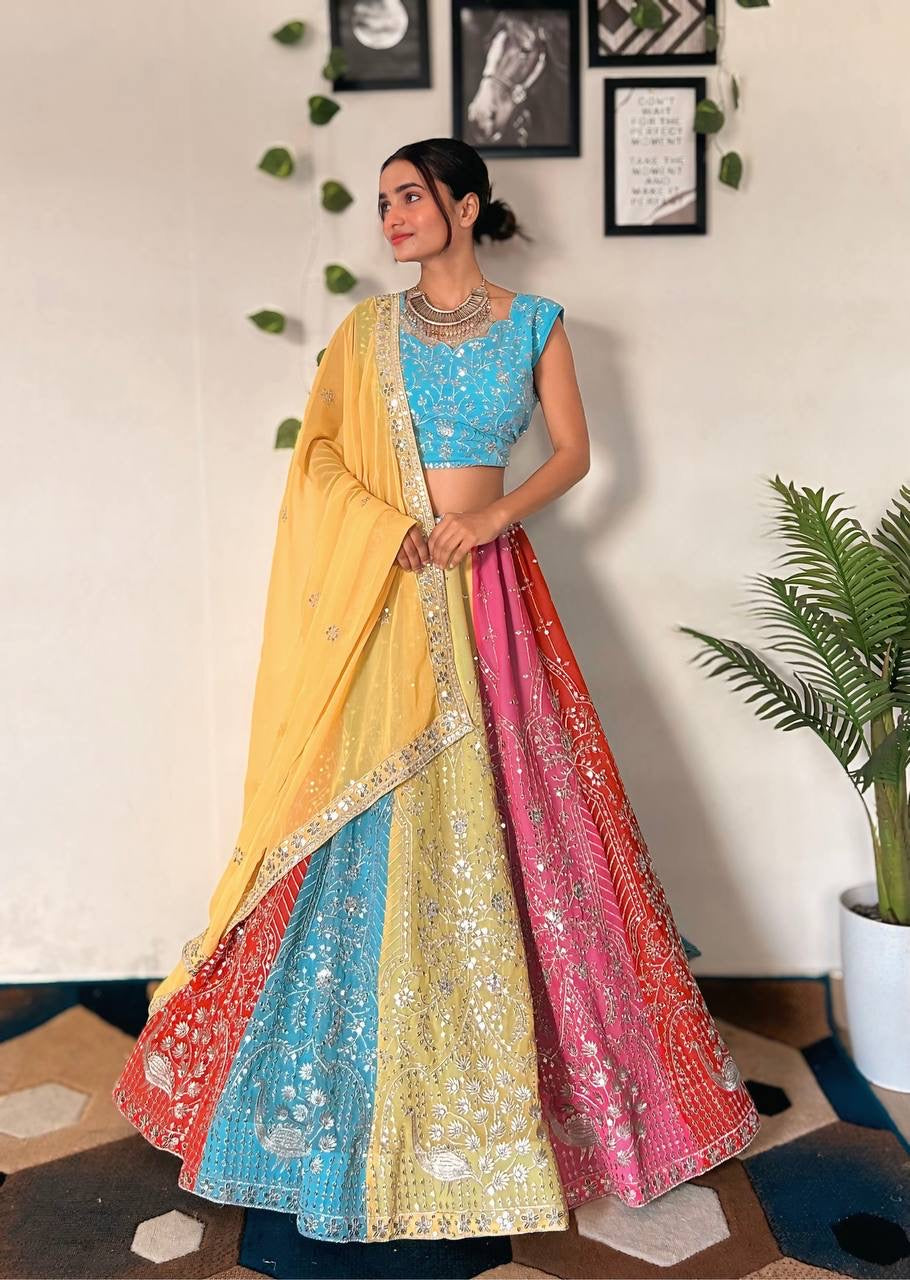 LEHNGA WITH EMBROIDERY SEQUENCE DESIGN| LUXURY EMPORIUM