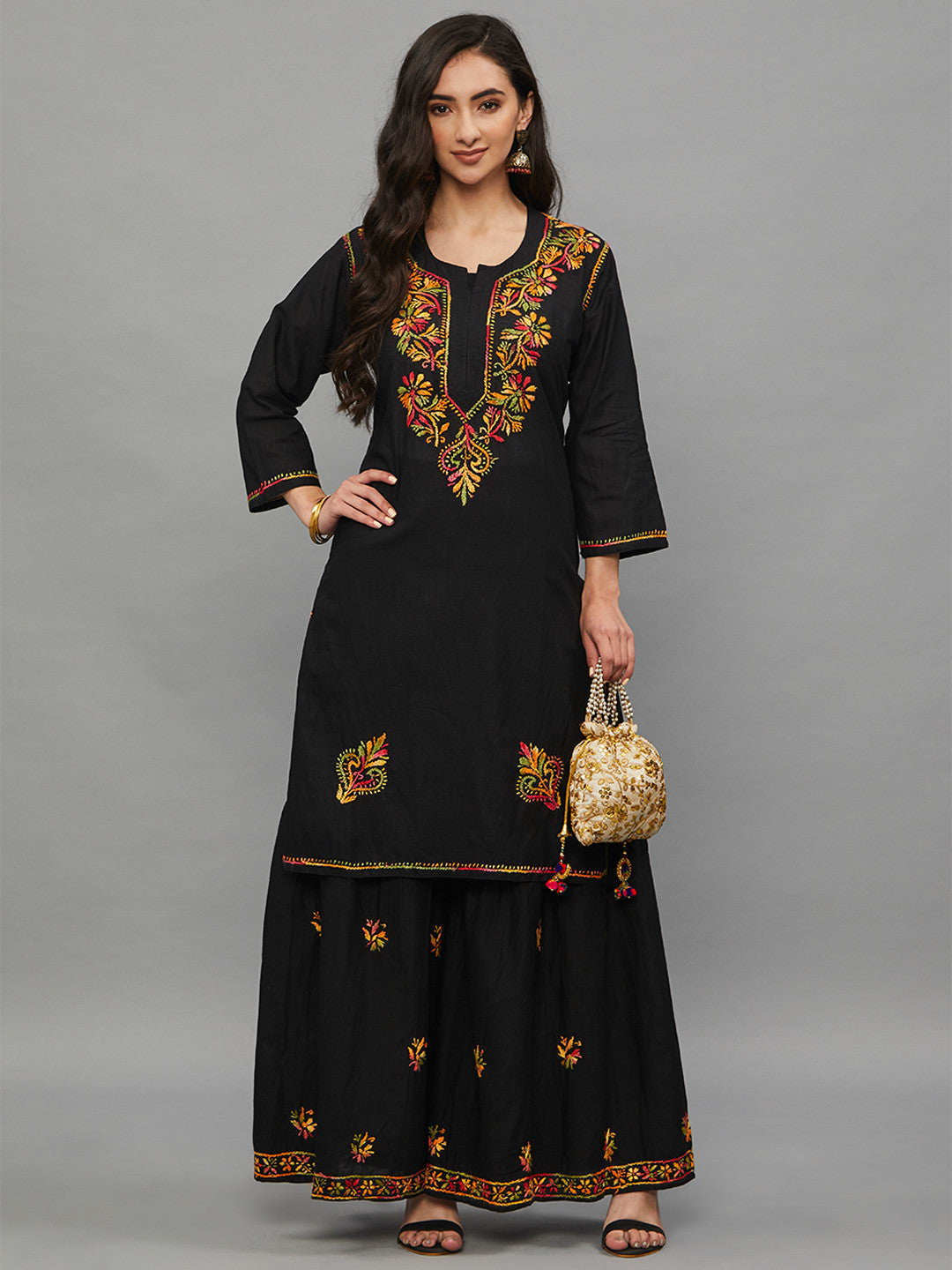 Luxury Emporium| set of two chikan karigari kurta set
