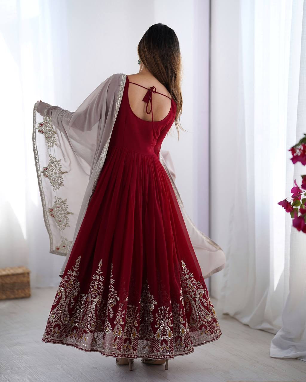 Heavy Designer Party Wear Look Gown-Dupatta in Heavy Multi Thread Embroidery Sequence Work| LUXURY EMPORIUM | HeavyWork