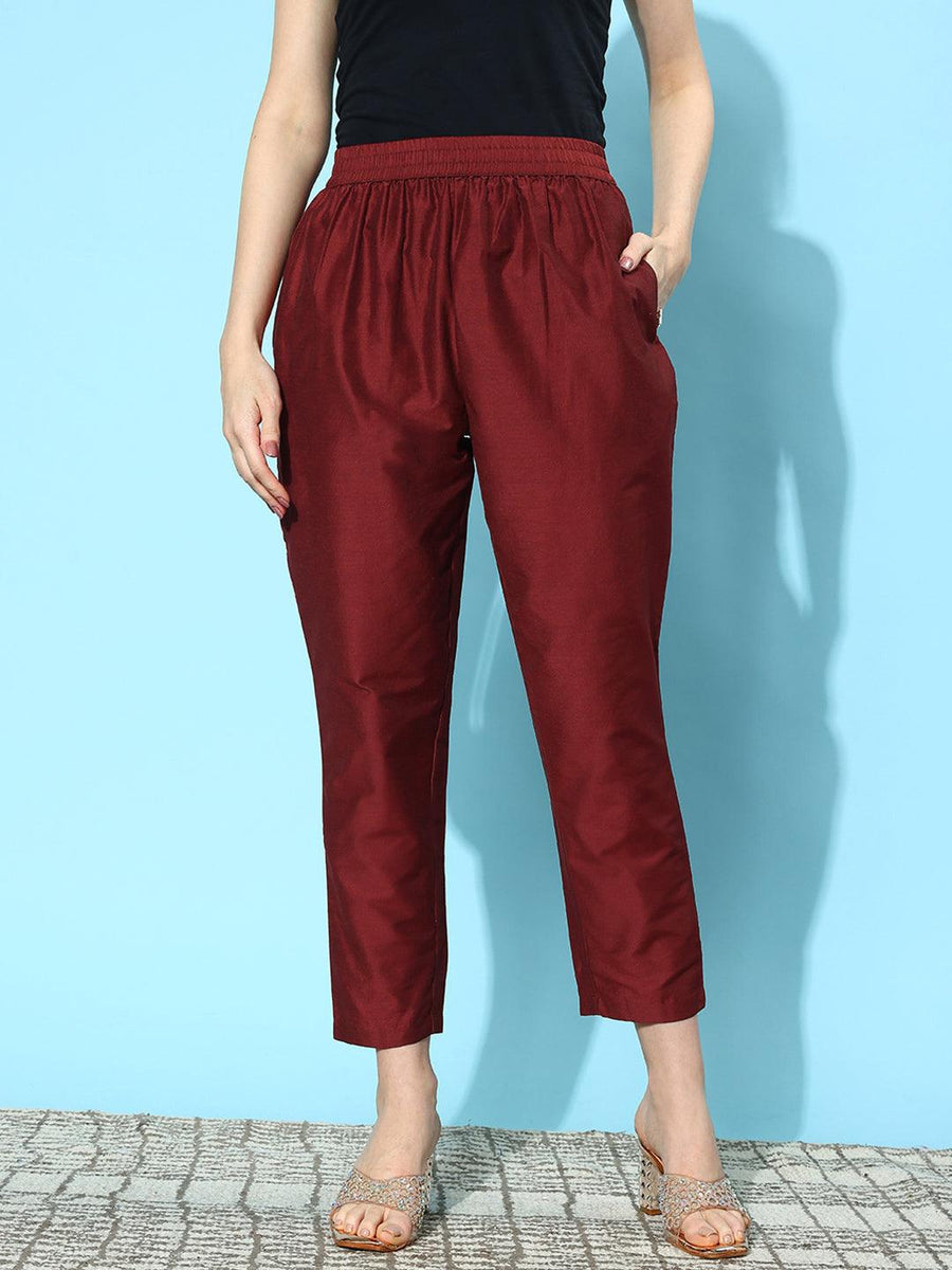 LUXURY EMPORIUM| WOMEN ETHNIC PARTY WEAR PANT | MAROON