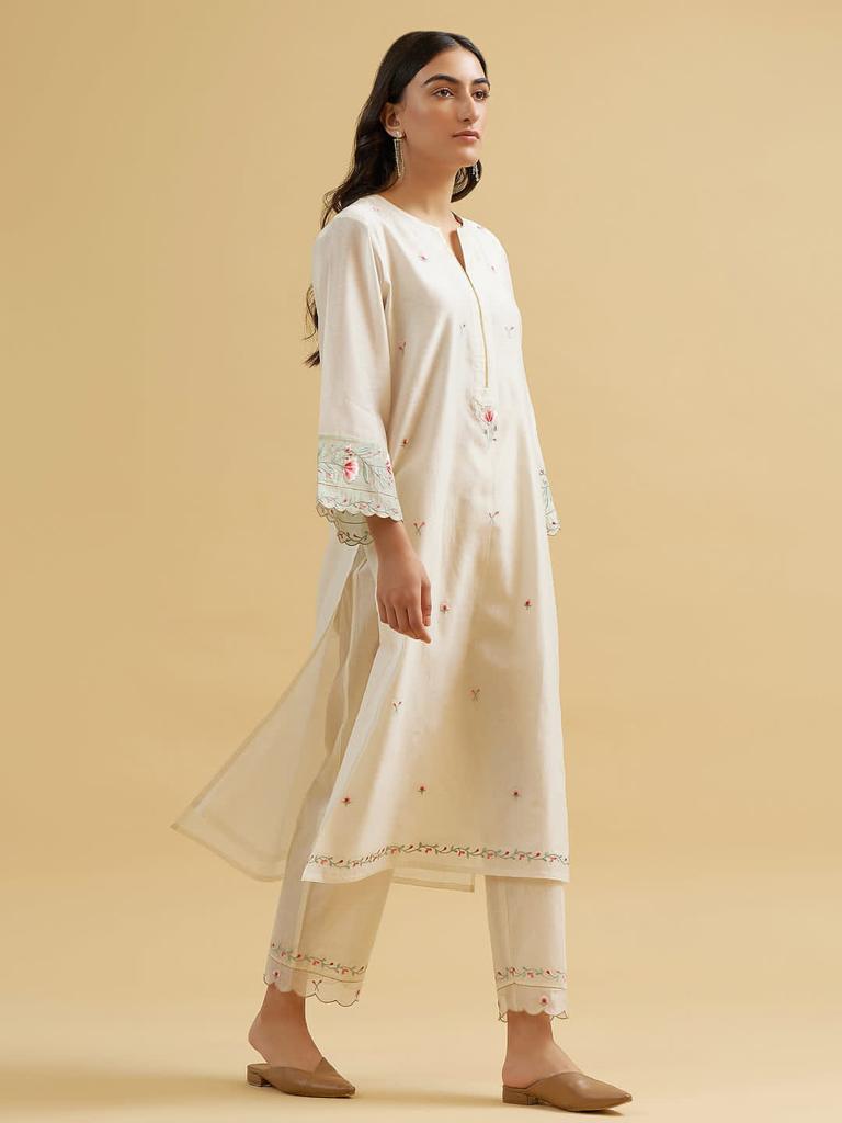 Embroidered Cotton Kurta and Pant Set| LUXURYEMPORIUM | JaipurKurti