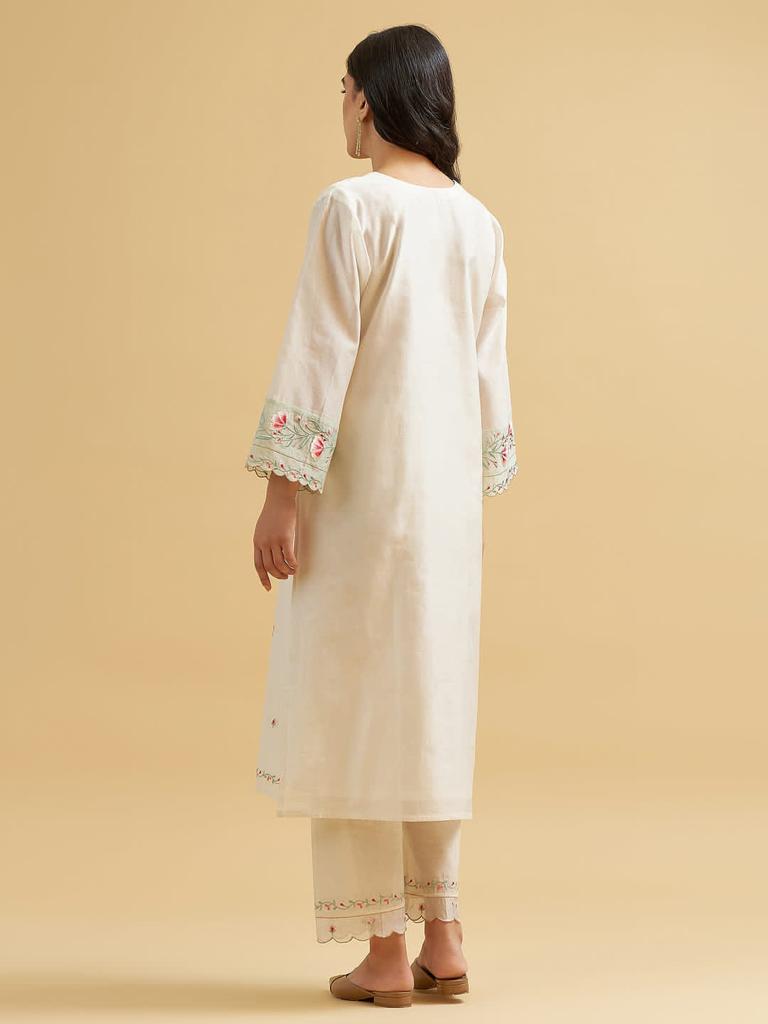 Embroidered Cotton Kurta and Pant Set| LUXURYEMPORIUM | JaipurKurti