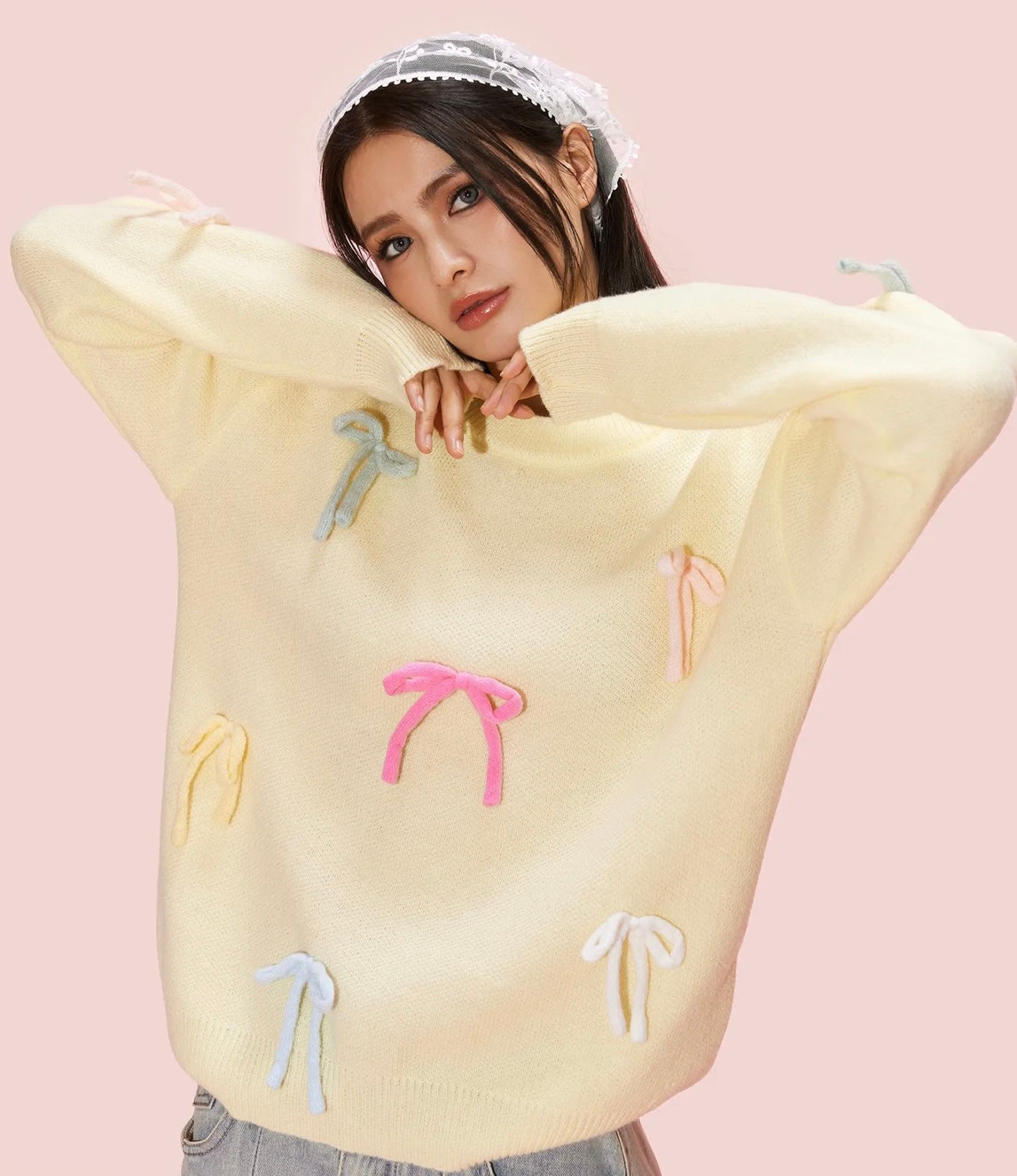 Women BowWinter Sweatshirt | knitted Pullover | LUXURY EMPORIUM
