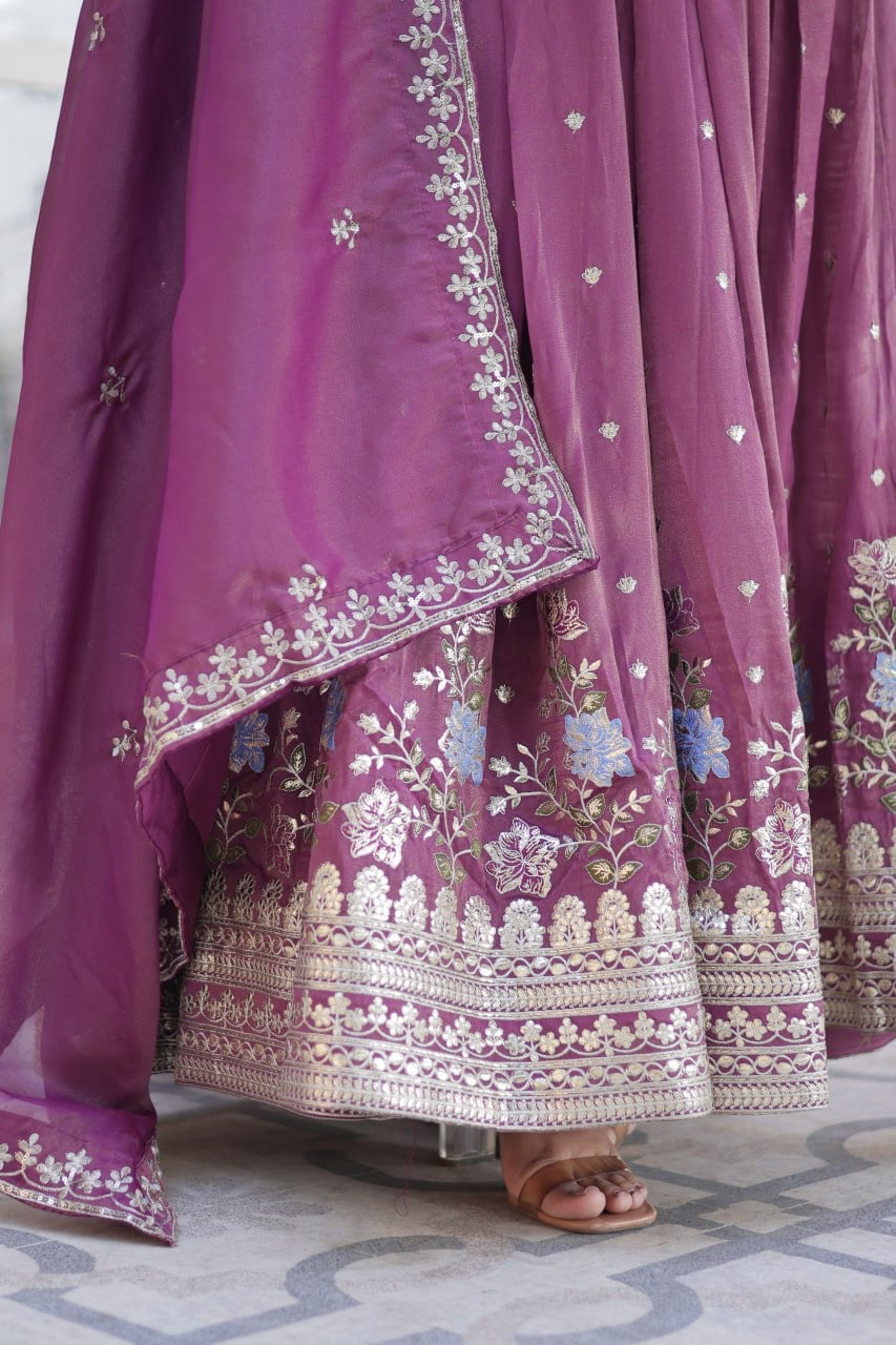 Pastel Shade | PREMIUM READYMADE GOWN WITH DUPATTA SET | LUXURY EMPORIUM