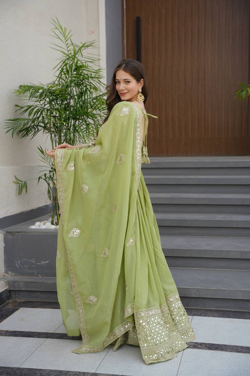 Luxuryemporium | SUTLEJ| HEAVY CRUNCH CRUSH SILK | embroidery | partywear classy suit