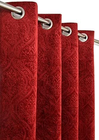 Velvet Textured 7Ft Door Curtains Drapes for Home Living Room Set of 2 Premium