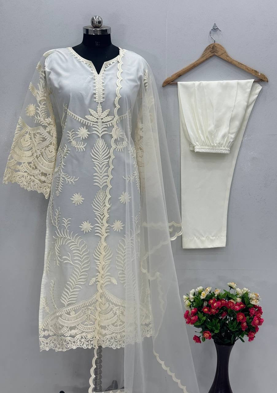 Noorani White heavy work collection | LUXURY EMPORIUM | FULL STITCHED