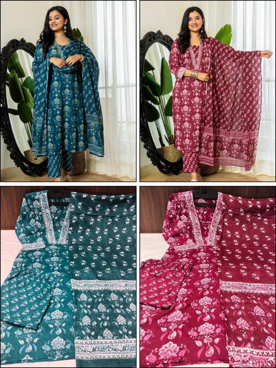 PureCotton suit Jaipuri print long length | Luxury Emporium | casual classy