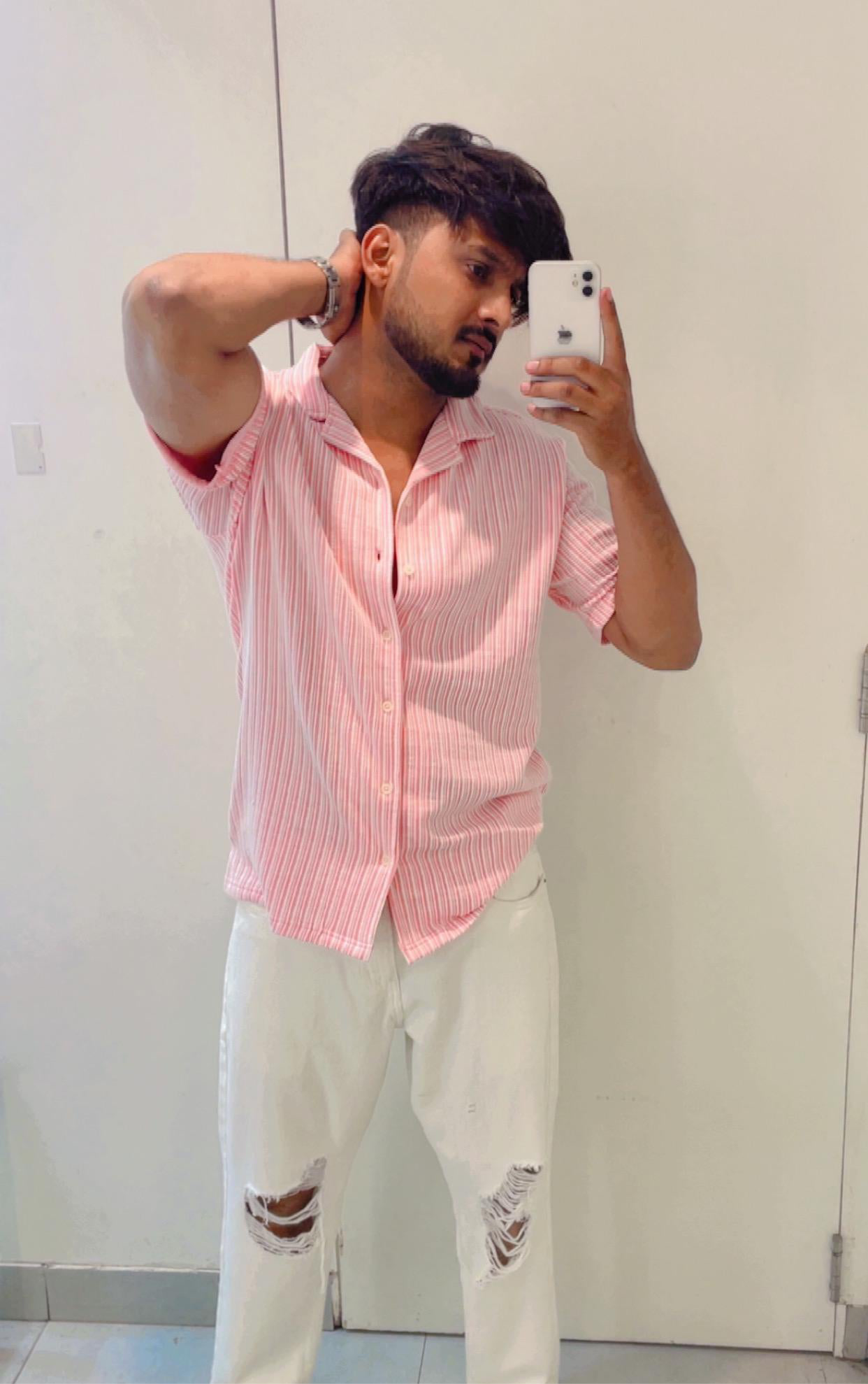 Luxury Emporium | Men's Slim Fit Pink Shirt| slim plain fit | stripe mens|