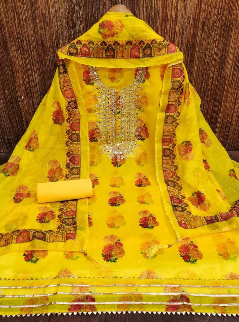 Digital printing Dupatta set suit piece| Luxuryemporium