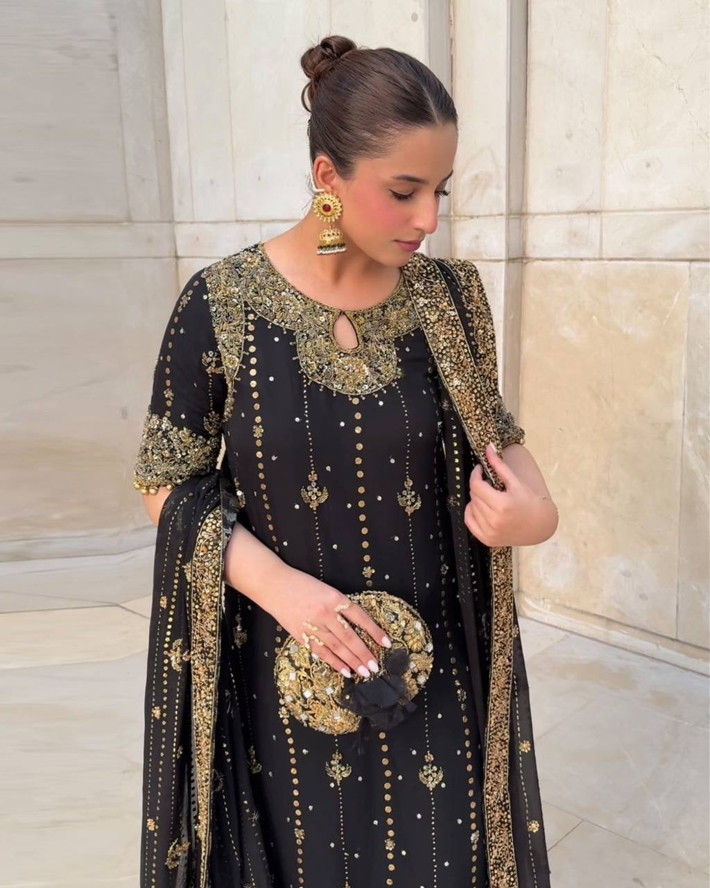 SEEFAT | LUXURYEMPORIUM | New Premium Collection With Embroidery And Sequence Worked Top-Bottom And Dupatta