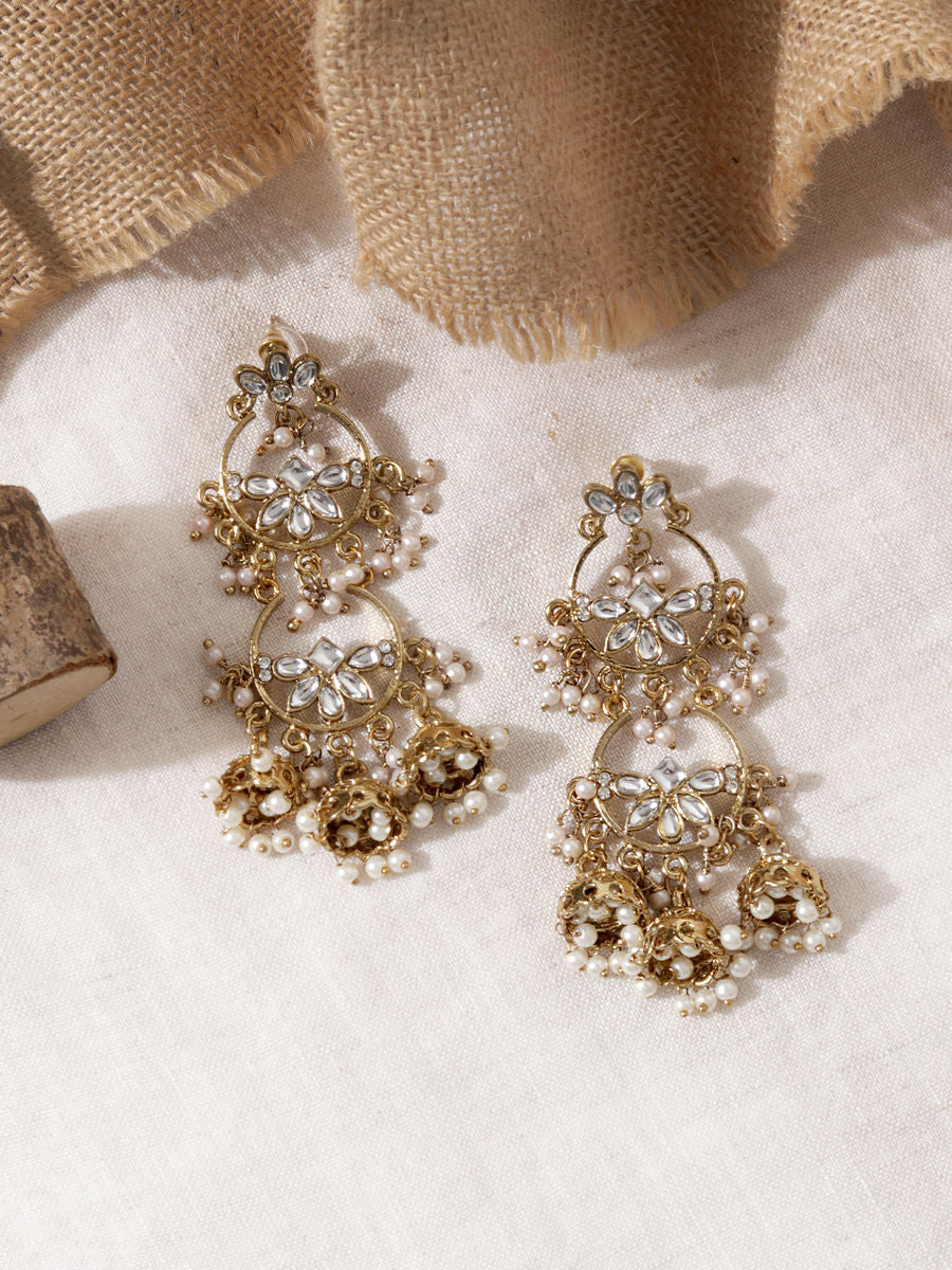 Wedding Ethnic Gold Kundan Drop Earrings For Women | LUXURYEMPORIUM | WOMEN FASHION EARINGS
