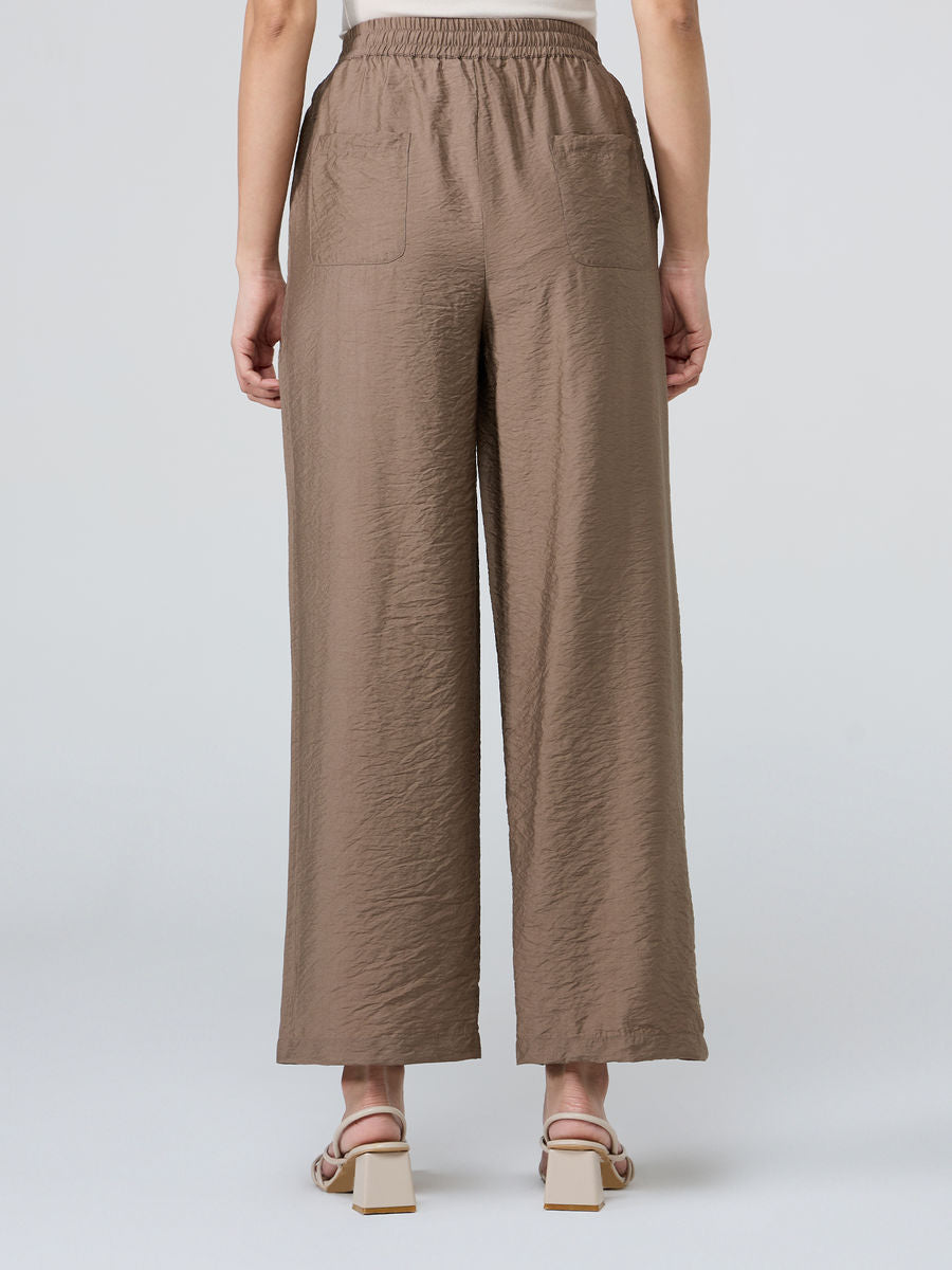 Light Brown High Waist Wide Fit Trousers| WOMEN BOTTOM| LUXURY EMPORIUM