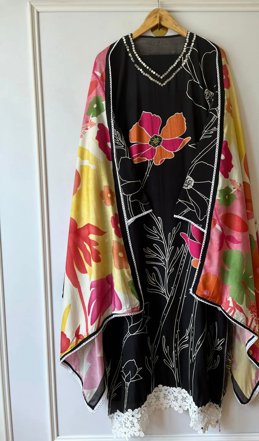 LUXURY EMPORIUM | PURE MUSLIN BLACK SUIT | Nazakat Collection