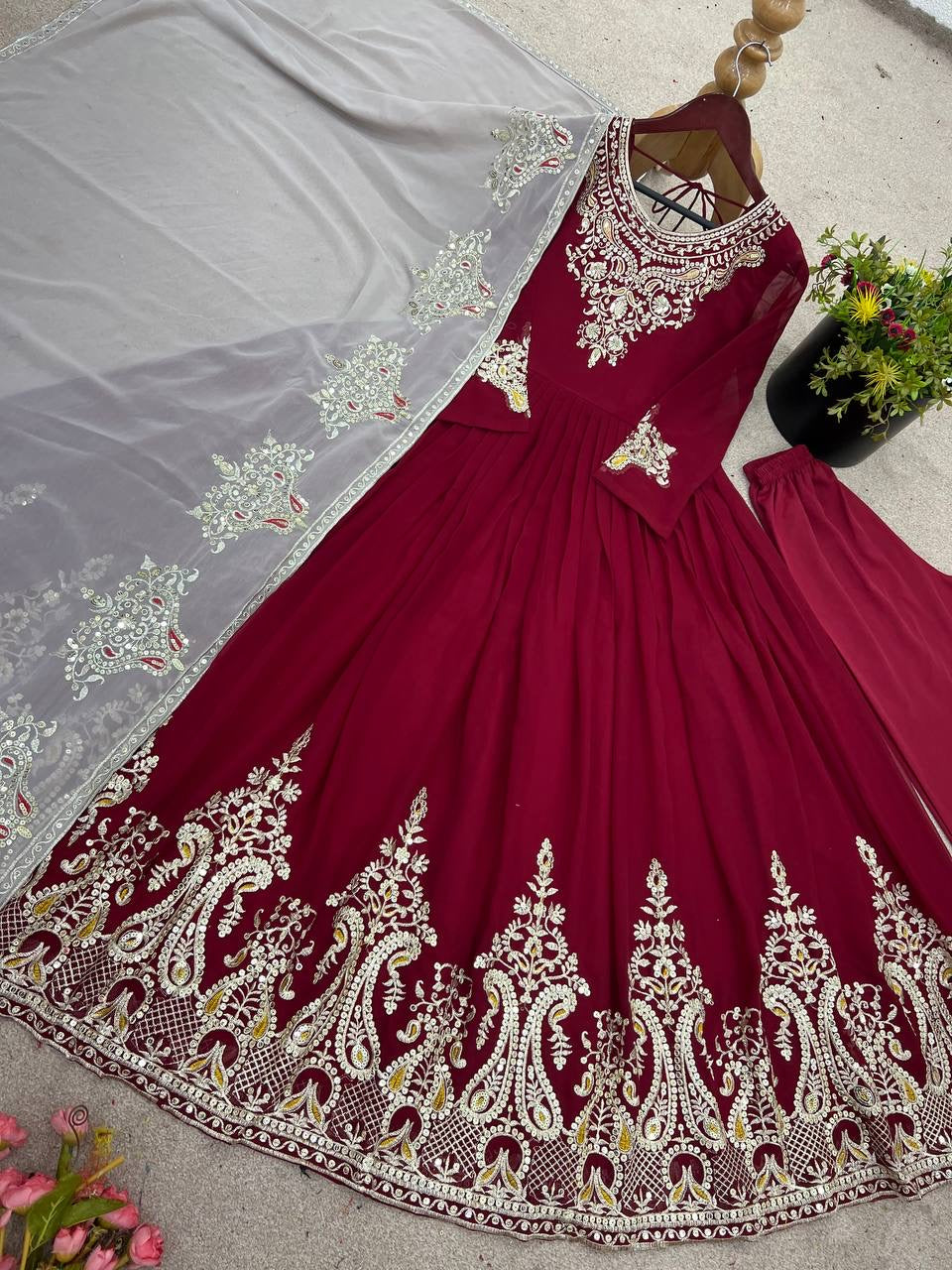 Heavy Designer Party Wear Look Gown-Dupatta in Heavy Multi Thread Embroidery Sequence Work| LUXURY EMPORIUM | HeavyWork
