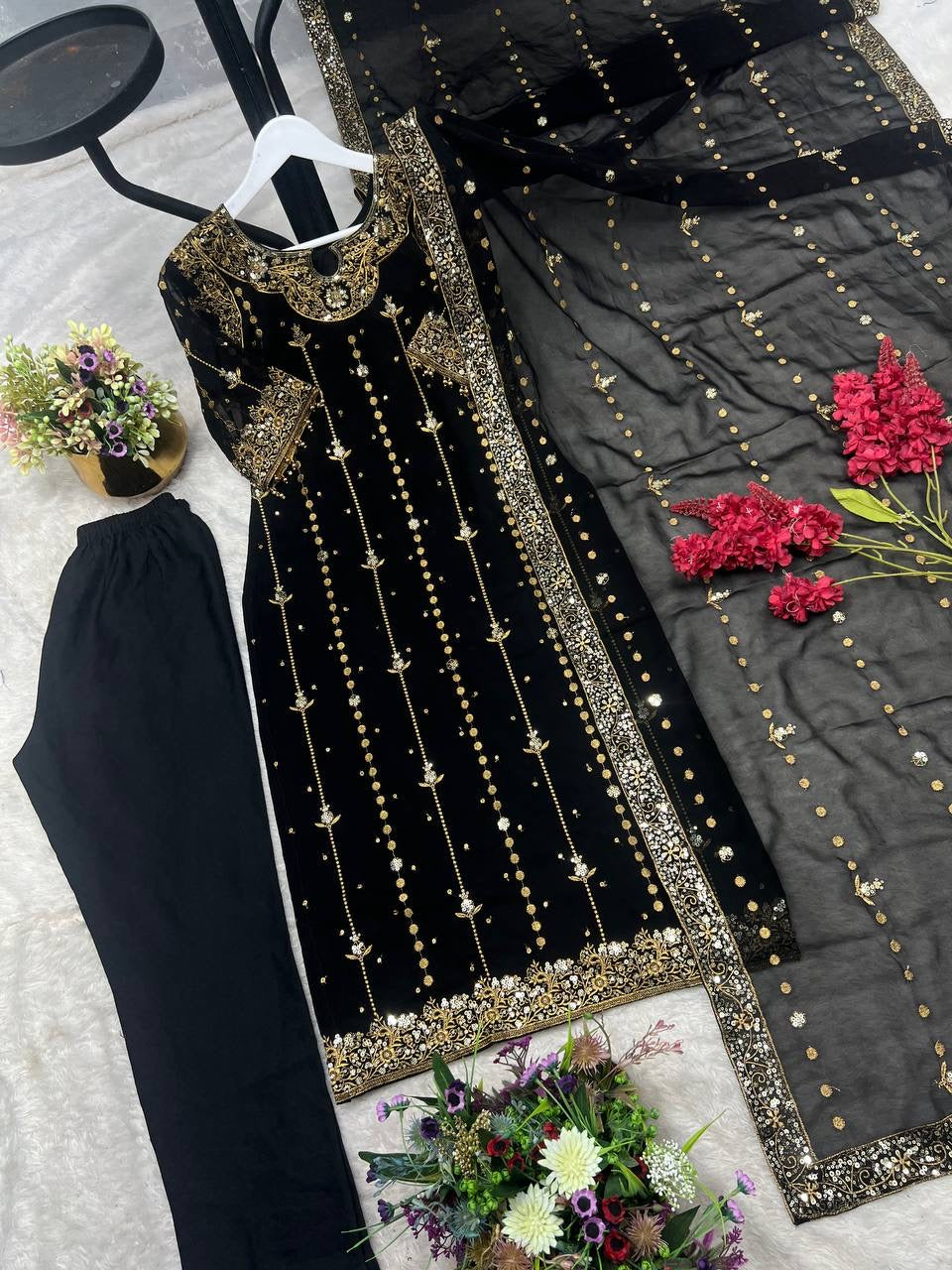 SEEFAT | LUXURYEMPORIUM | New Premium Collection With Embroidery And Sequence Worked Top-Bottom And Dupatta