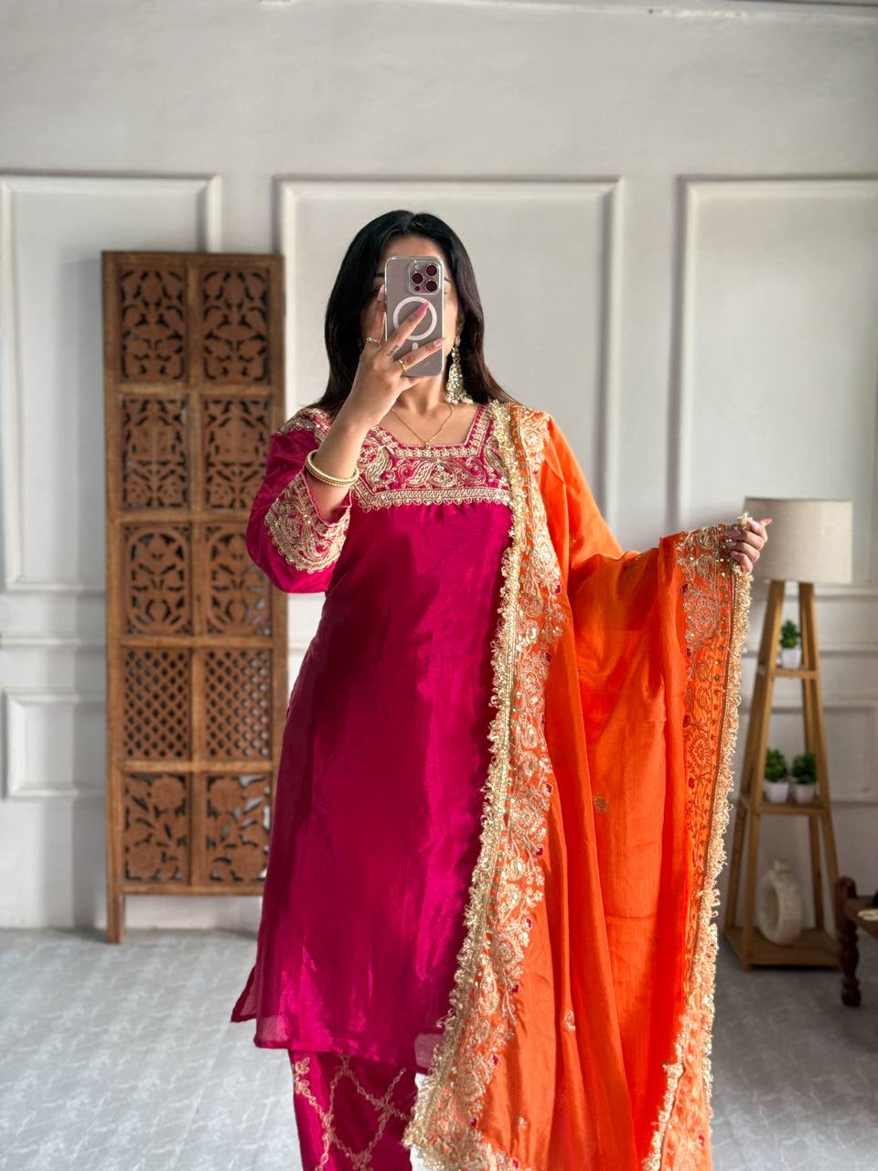 RASEYA | Luxuryemporium | Heavy Pure Chinon Silk Fabric With Micro silk inner (Fully stitched)| party wear |