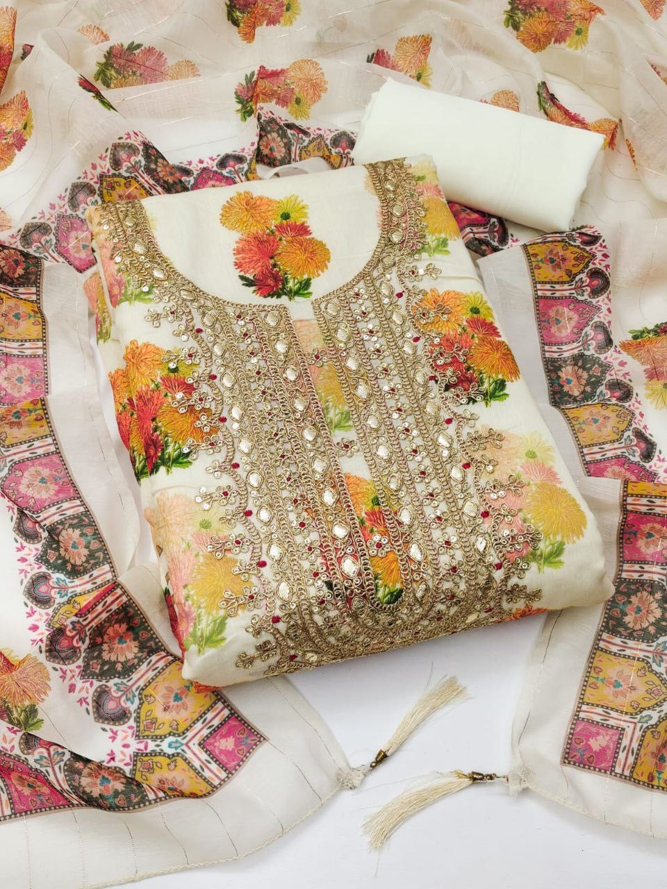 Digital printing Dupatta set suit piece| Luxuryemporium