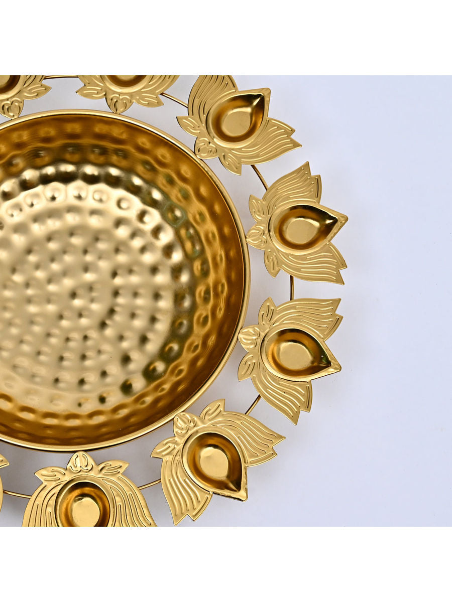 Festive Lotus Diya Urli Gold