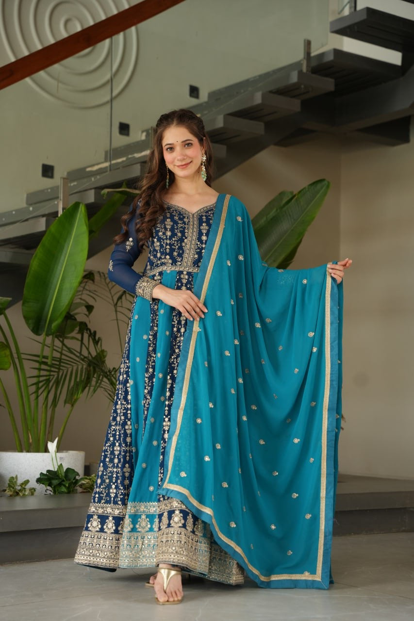 NeelaResham~ | Faux Blooming With Zari & Sequins Embroidered work | LUXURY EMPORIUM