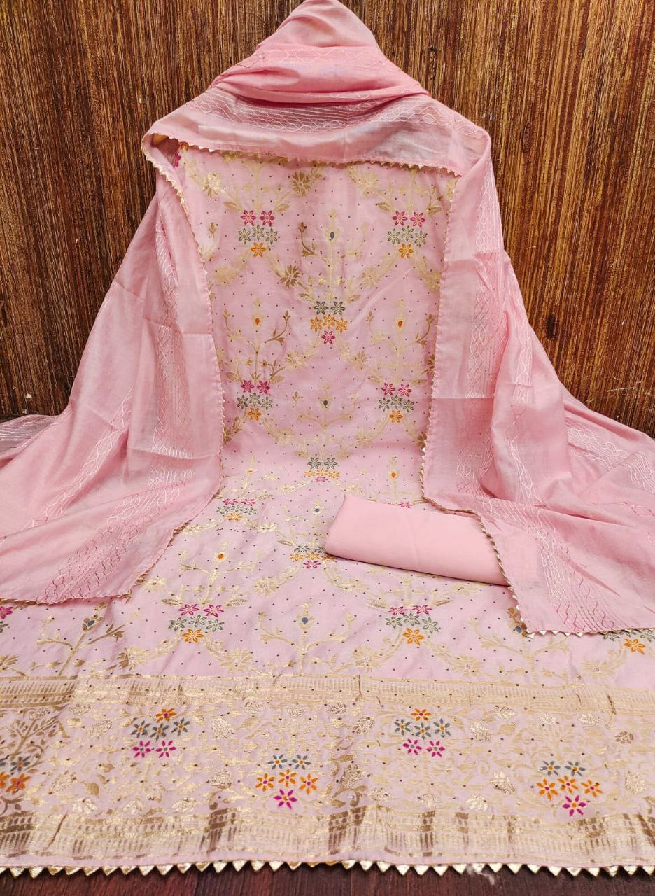 CHANDERI MEENAKARI Suit Piece| Luxury Emporium | Party Wedding Look