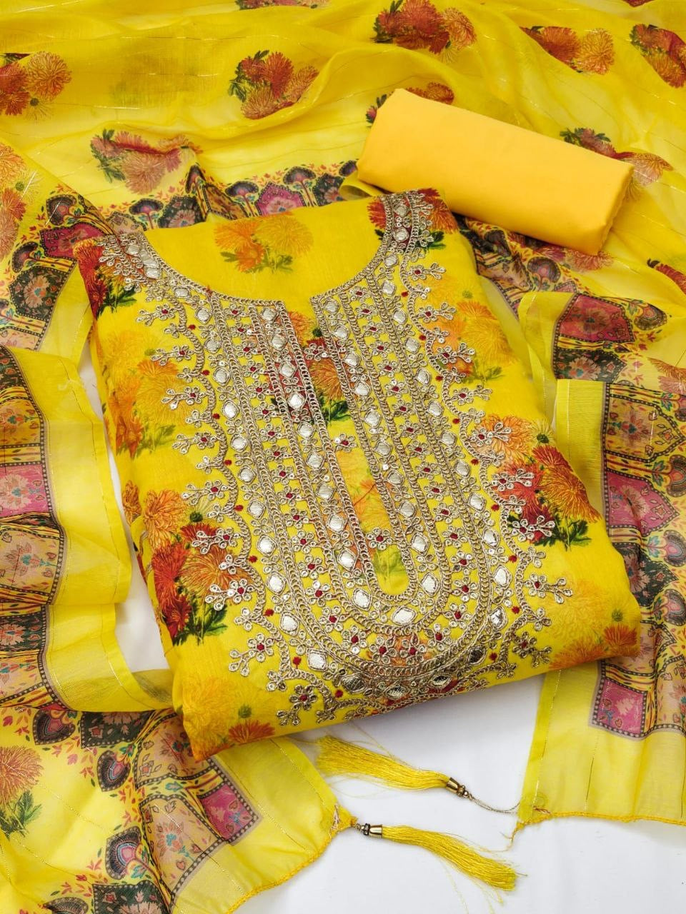Digital printing Dupatta set suit piece| Luxuryemporium