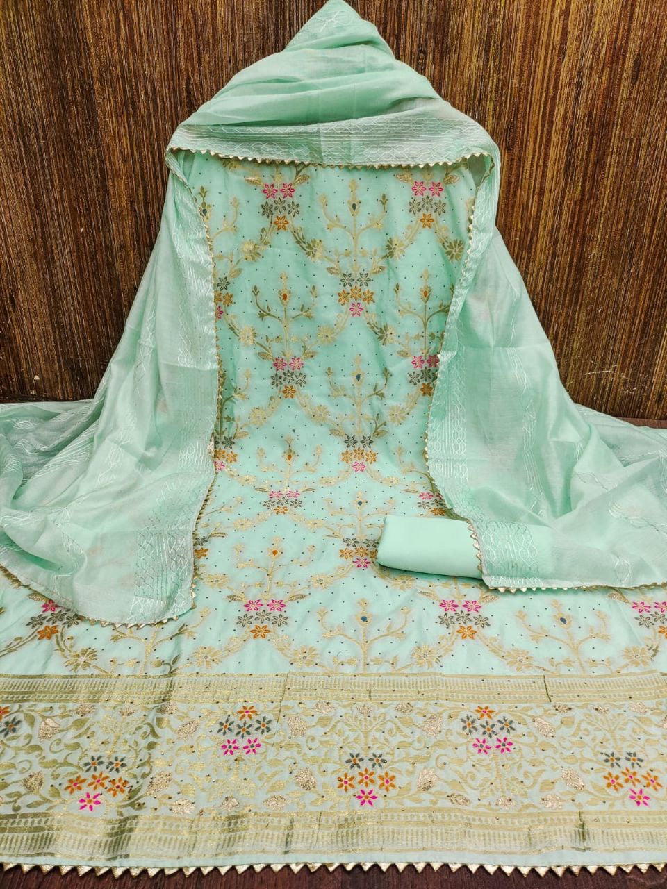 CHANDERI MEENAKARI Suit Piece| Luxury Emporium | Party Wedding Look