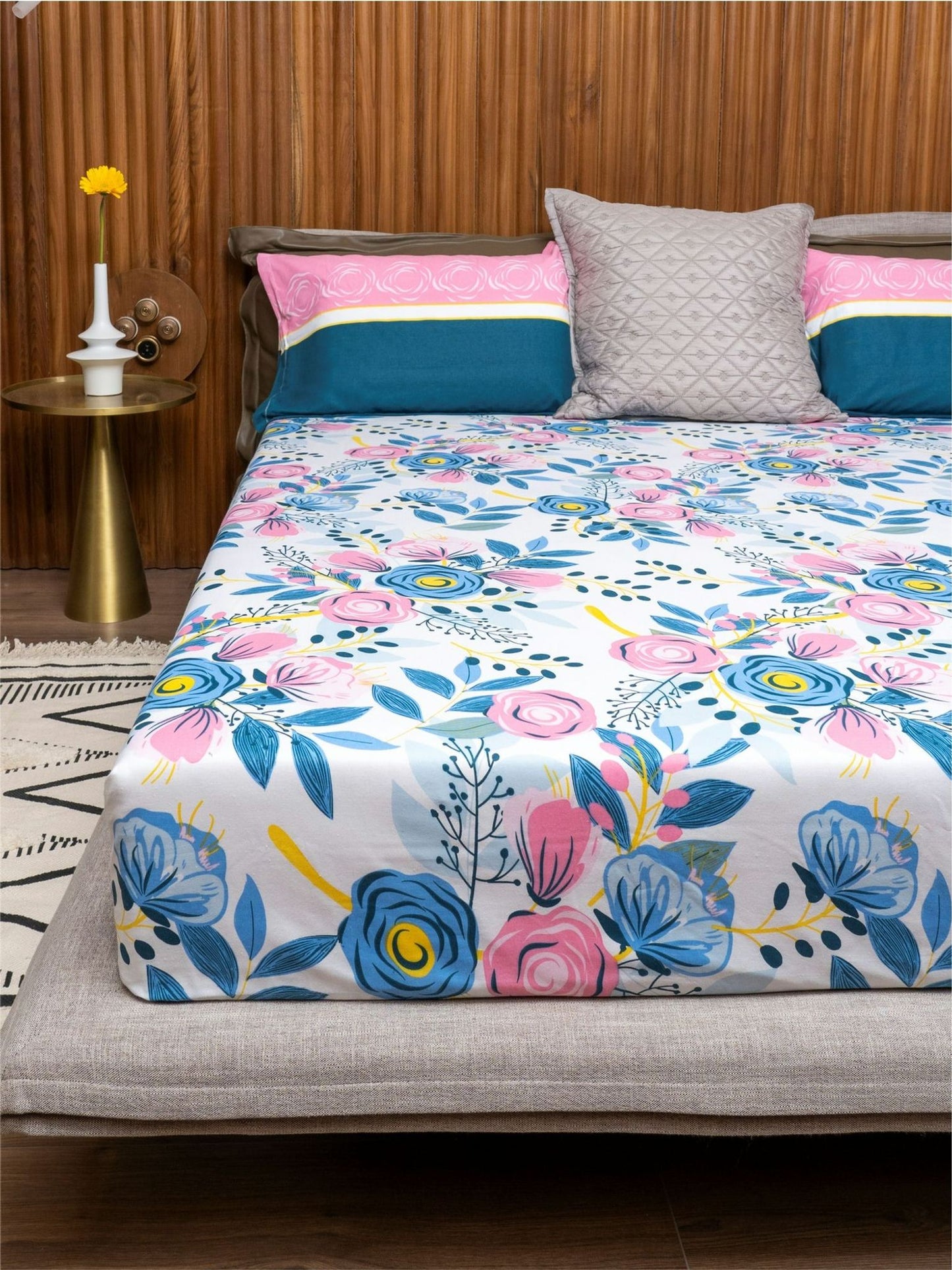 Urban Space
Cotton Bedsheet Double Bed with 2 Pillow Covers - Earth Blue