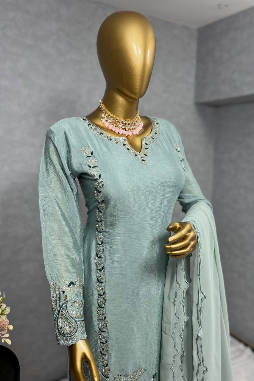 LONG KURTI WITH BOTTOM AND BEAUTIFUL DUPATTA | LUXURY EMPORIUM | Wedding Festive