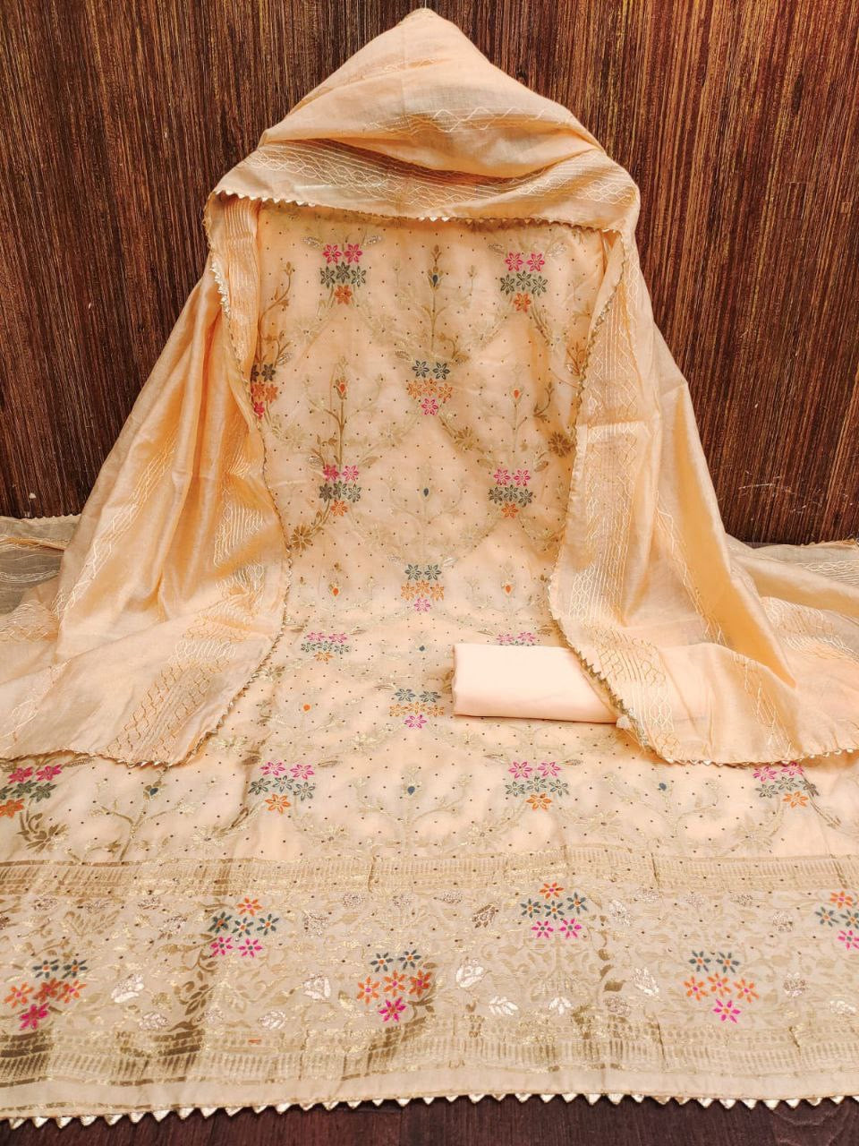 CHANDERI MEENAKARI Suit Piece| Luxury Emporium | Party Wedding Look