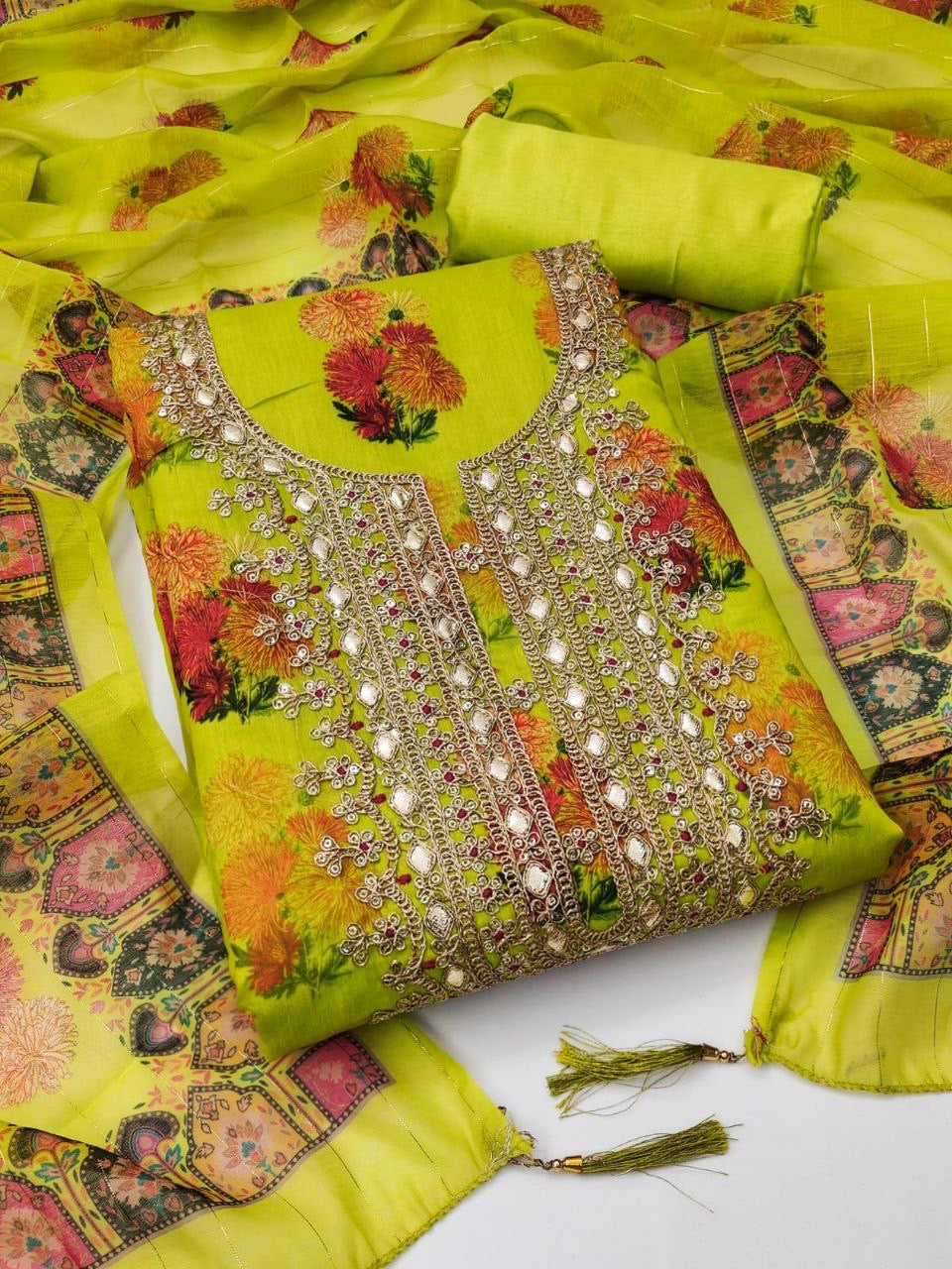 Digital printing Dupatta set suit piece| Luxuryemporium