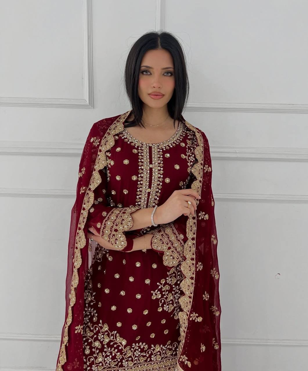 Rangreet| Heavy Embroidery And Sequence Work With Cut Work | LUXURYEMPORIUM