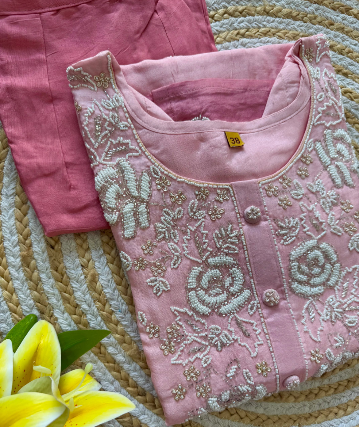 RANGROON-Pearlwork tissue Silk suit | LUXURY EMPORIUM