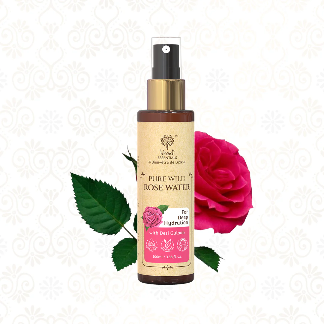 Pure Wild Rose Water , 100ml | Rose Water for Deep Hydration, Healthy & Glowing Skin | KHADI ESSENTIAL | luxury emporium