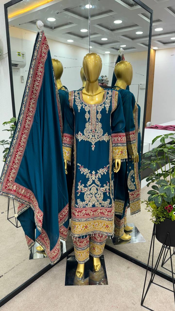 Chinon silk heavywork Suit