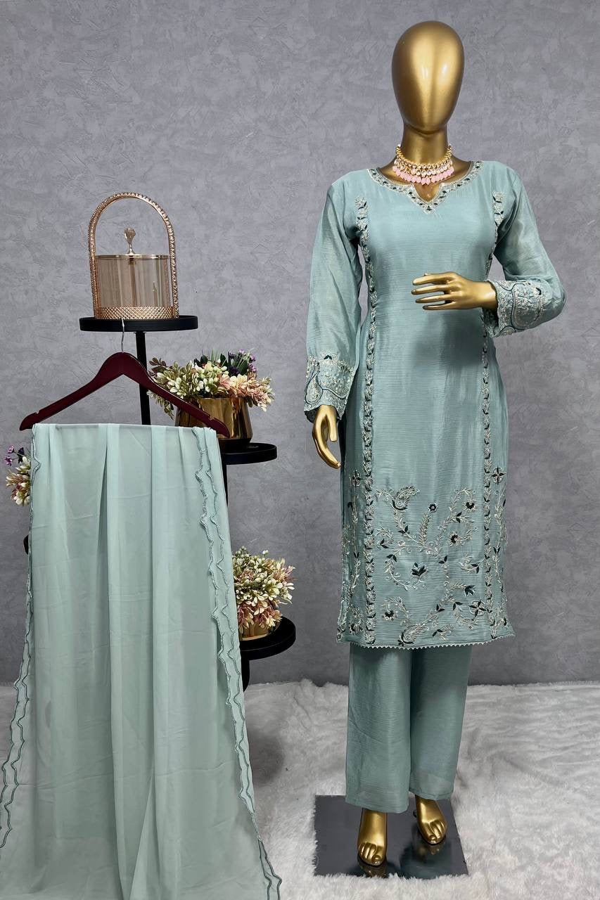 LONG KURTI WITH BOTTOM AND BEAUTIFUL DUPATTA | LUXURY EMPORIUM | Wedding Festive