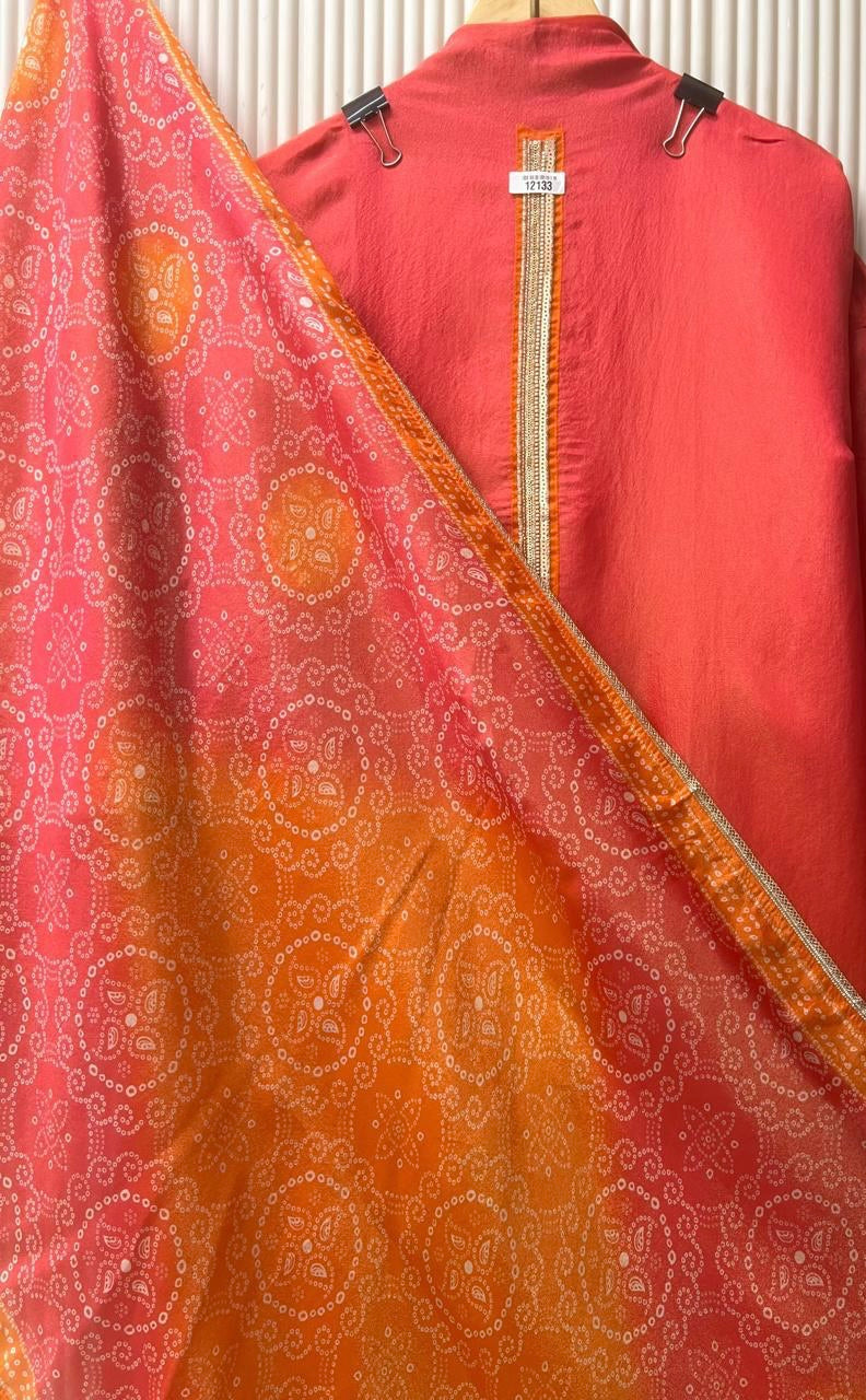 HEER | RED–ORANGE SOFT TISSUE SILK EMBROIDERED UNSTITCHED 3 | LUXURY EMPORIUM