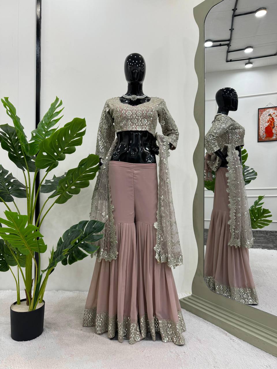 Indowestern party wear plazzo blouse