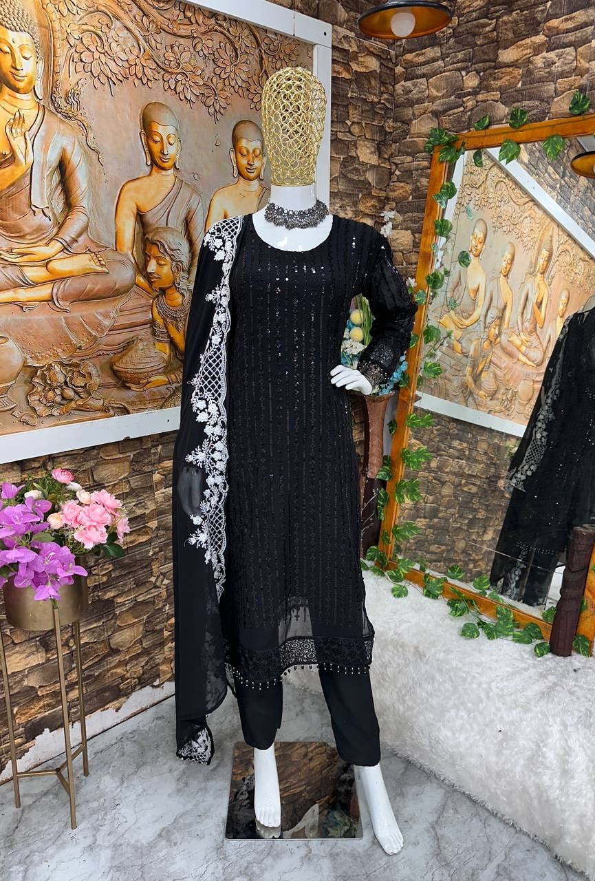 Party wear Black beauty dress | LUXURY EMPORIUM | HEAVY GEORGETTE